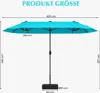 A diagram showing the dimensions of a turquoise patio umbrella. Produktbild-Vorschau