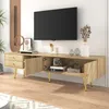 Armoire TV Sweiko 160 cm avec pieds dorés, deux tiroirs et Voir les images du produit 7