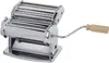 A chrome-plated pasta maker with a wooden handle is shown against a white background. Podgląd zdjęcia produktu