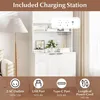 A white cabinet with a charging station and icons indicating its features. Náhled obrázku produktu