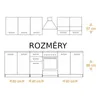 A diagram showing kitchen cabinet dimensions and measurements. Produktbild-Vorschau
