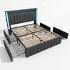 okwish Lit rembourré double 140 x 200 cm avec port USB et Voir les images du produit 11