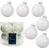 Set aus 6 weißen Glaskugeln 8cm glänzend – Elegante Produktbild-Vorschau 1