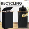 Two black recycling bins with wooden rims, one open with bottles inside, the other with a black bag and capacity label. Produktbild-Vorschau