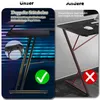 A split image comparing two desk designs, one with double legs and a checkmark, the other with single legs and a cross. Voir les images du produit