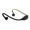 A pair of black and green sport wireless headphones with a black control unit on a white background. Náhľad obrázku produktu