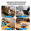 A collage of four lifestyle images showing a power strip with USB ports being used in different rooms of a house: living room, office, bedroom, and game room. Produktbild-Vorschau
