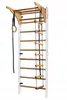 A wall-mounted indoor climbing frame with wooden rungs and accessories. Produktbild-Vorschau