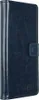 A closed blue leather wallet case for a phone, shown from the side. Anteprima dell’immagine prodotto