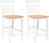 Two white and wood bar stools are shown against a white background. Náhled obrázku produktu