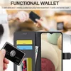 A person is holding a wallet-style phone case with cards inserted, and a phone is in the case. Produktbild-Vorschau