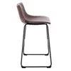A side view of a brown bar stool with a black metal frame. Produktbild-Vorschau