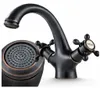 Ari Retro wastafelmengkraan, zwart, antiek messing, met 2 Productafbeelding-voorbeeld 1