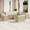 vidaXL 14-tlg. Garten-Sofagarnitur mit Kissen Beige Poly Produktbild-Vorschau 2