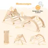 A diagram showing the dimensions and weight capacity of a wooden climbing toy set. Produktbild-Vorschau