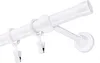 A close-up of a white curtain rod with rings and clips. Podgląd zdjęcia produktu