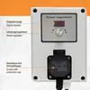 A close-up view of a power regulator device with labels and a digital display. Produktbild-Vorschau