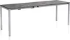 A long, rectangular outdoor dining table with a grey stone-like tabletop and silver metal legs, shown against a white background. Produktbild-Vorschau