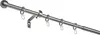 A metal curtain rod with rings and a bracket, shown against a white background. Produktbild-Vorschau