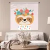 MuchoWow® Wandteppich Wandbehang Faultier - Blumen - Produktbild-Vorschau 5