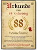 Urkunde zum 88. Geburtstag personalisiertes Geschenk Produktbild-Vorschau 1