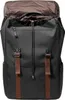 A black backpack with brown accents and a brown drawstring top. Produktbild-Vorschau