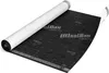 A roll of black underlayment material with grid markings and branding, partially unrolled on a white surface. Produktbild-Vorschau