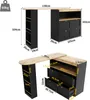 A diagram showing the dimensions of a rotating bar table with storage. Voir les images du produit