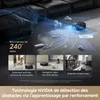 A robotic vacuum cleaner is shown in a living room setting, with graphics illustrating its object recognition capabilities. Produktbild-Vorschau