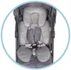 A close-up view of the interior of a baby stroller seat with padding and a harness. Produktbild-Vorschau