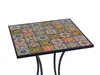A square mosaic table with a black metal frame, set against a white background. Produktbild-Vorschau