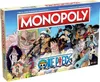 The image shows the front of a Monopoly board game box with One Piece characters. Podgląd zdjęcia produktu