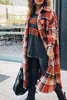 ASKSA Damen Kariertes Lange Hemdjacke Taschen Knöpfen Produktbild-Vorschau 4