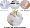 Collage of images showing features of a product, including close-ups of its construction, a hand washing it, and text descriptions. Produktbild-Vorschau