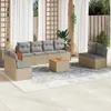9-tlg. Garten-Sofagarnitur mit Kissen Beige Poly Rattan Produktbild-Vorschau 2