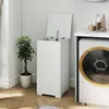 A white laundry cabinet with a sink and faucet is shown in a room with a potted plant and a washing machine. Podgląd zdjęcia produktu