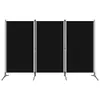 A black three-panel room divider with metal stands. Náhled obrázku produktu