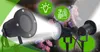 Three black garden spotlights are shown in a garden setting with flowers and green overlays. Anteprima dell’immagine prodotto