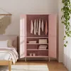 Lendo Online Armoire Vestiaire 90x50x180 cm Métal Rose Voir les images du produit 3