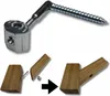 A collage showing a metal handrail connector and a step-by-step illustration of how two wooden pieces connect using a dowel. Anteprima dell’immagine prodotto