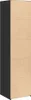 A tall, narrow highboard with a dark gray side and a light brown front divided into five sections. Produktbild-Vorschau