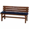 A wooden bench with a navy blue cushion. Produktbild-Vorschau