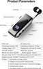 A product image with callouts and a specification table. Produktbild-Vorschau