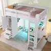 Lit mezzanine 90 x 200 cm avec 4 tiroirs, armoire de Voir les images du produit 3