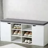 Meuble à chaussures en bois avec coussin + placards - Blanc Voir les images du produit 5