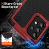 Close-up of a red and black phone case, highlighting its shockproof and anti-fall design. Produktbild-Vorschau