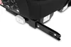 A close-up view of the Isofix attachment mechanism of a black car seat. Voir les images du produit