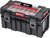 A black tool case with a clear lid and red dividers, showing a measurement of 28 cm across the lid. Náhled obrázku produktu