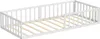 A white bed frame with wooden slats, viewed from a diagonal angle. Anteprima dell’immagine prodotto