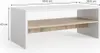 A white and wood-grain coffee table with dimensions indicated. Anteprima dell’immagine prodotto